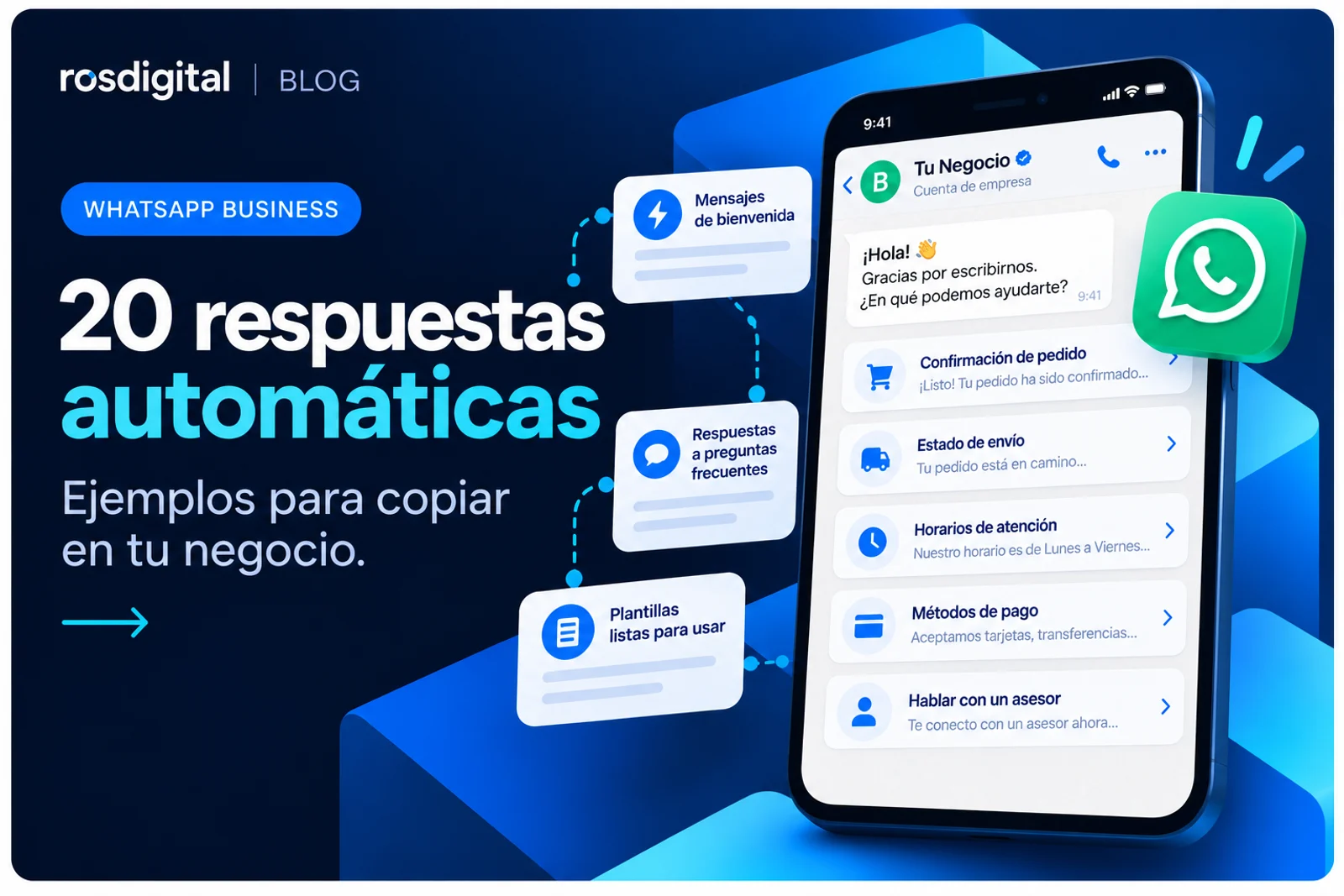 Portada: 20 respuestas automáticas de WhatsApp Business listas para copiar