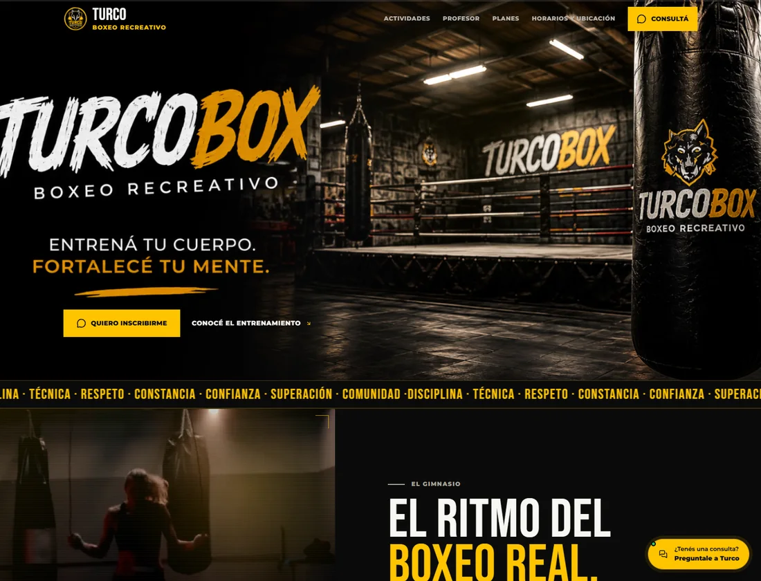 Captura del proyecto Turco Box: web, identidad y gestión